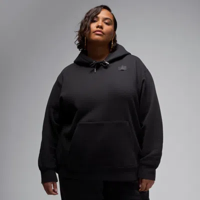 Jordan Women's  Flight Fleece Satin-lined Pullover Hoodie (plus Size) In Black
