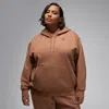 Jordan Women's  Flight Fleece Satin-lined Pullover Hoodie (plus Size) In Brown