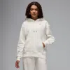 Jordan Women's  Flight Fleece Satin-lined Pullover Hoodie In White