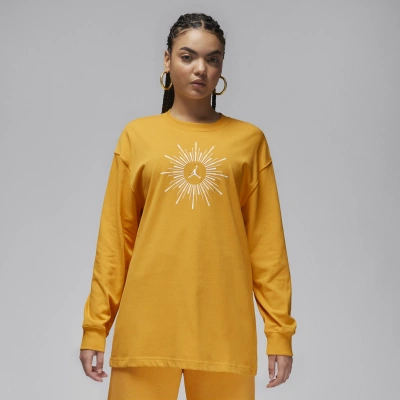 Jordan Flight Heiress Of Optimism Long Sleeve Oversize Cotton T-shirt In Yellow
