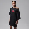 Jordan Flight Logo-print Off-shoulder Mini Dress In Black