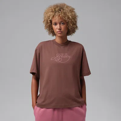 Jordan Women's  Girlfriend Fireside T-shirt In Brown