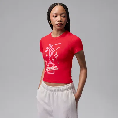 Jordan Womens Tmid Gfx Nail Short Sleeve T-shirt In Red