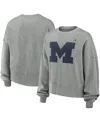 Jordan Women's Heather Gray Michigan Wolverines Essential Fleece Oversized Logo Pullover Sweatshirt In Heather Gray