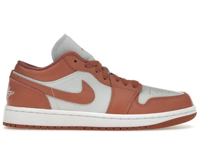 Pre-owned Jordan Women's  1 Low Sneakers In Pure Platinum/white/sky Blue J Orange In Multi