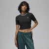 Jordan Stripe Crewneck Crop Top In Black