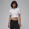 Jordan Stripe Crewneck Crop Top In White