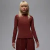 Jordan Women's  Long-sleeve 1/2-zip Knit Top In Brown