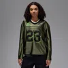 Jordan Oversize Long Sleeve V-neck Jersey Top In Green