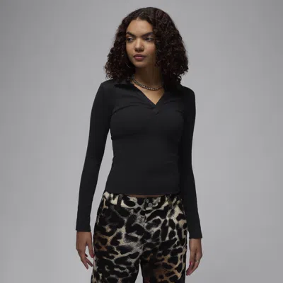 Jordan Women's  Long-sleeve Knit Top In Black/white