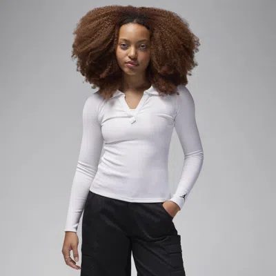 Jordan Women's  Long-sleeve Knit Top In White/black