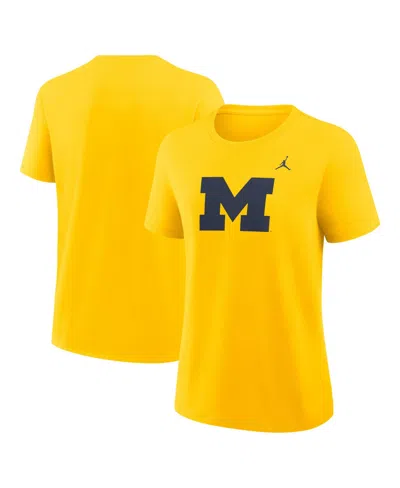 Jordan Women's Maize Michigan Wolverines Primary Logo T-shirt In Yellow