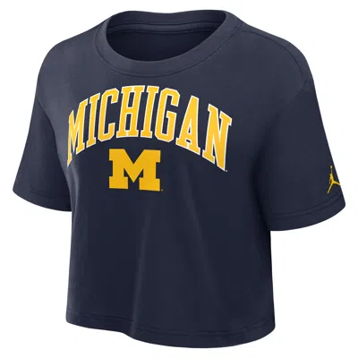 Jordan Women's Michigan Athletic Prep Arch  Brand Dri-fit College Cropped T-shirt