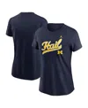 Jordan Women's Navy Michigan Wolverines Local Script T-shirt In Blue