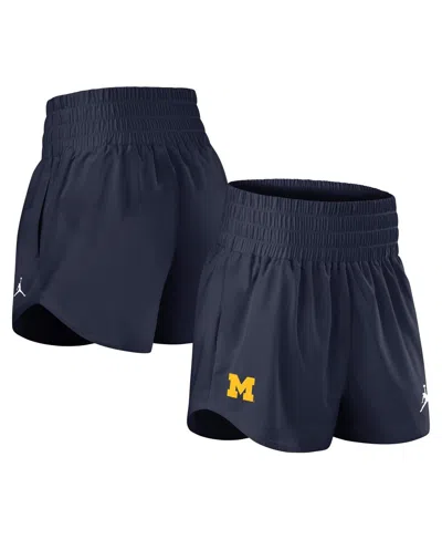 Jordan Women's Navy Michigan Wolverines Performance One Dri-fit High-rise Shorts In Blue