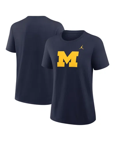 Jordan Women's Navy Michigan Wolverines Primary Logo T-shirt In Blue