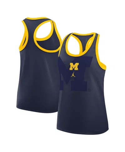 Jordan Women's Navy Michigan Wolverines Primetime Racerback Tri-blend Tank Top In Blue