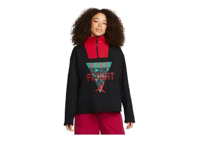 Pre-owned Jordan Women's Nina Chanel Pullover 1/4 Zip In Black