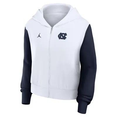 Jordan Women's North Carolina Athletic Prep Colorblocked Script Womenâs  Brand College Full-zip Hoodie In White
