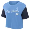 Jordan Women's North Carolina Script  Brand Dri-fit College Cropped T-shirt In Blue