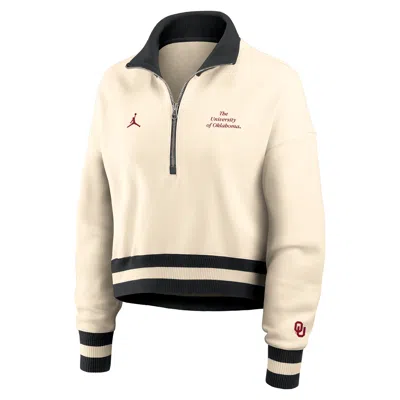 Jordan Women's Oklahoma Legacy  Brand College Cropped 1/4-zip Crew In Brown