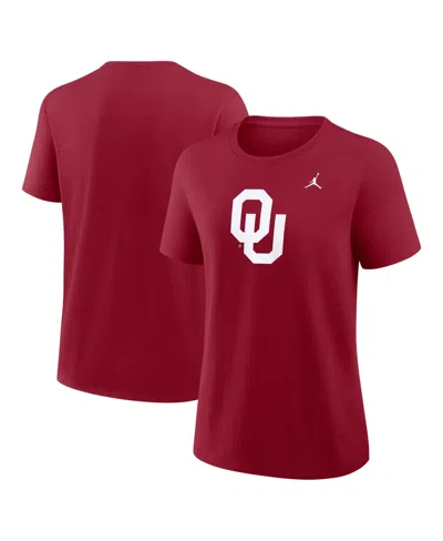 Jordan Women's Oklahoma Sooners Crewneck Cotton T-shirt In Red