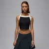 Jordan Flight Poolside Rib Crop Halter Top In Black