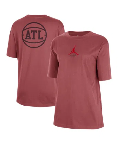 Jordan Women's Red Atlanta Hawks Courtside Statement Edition Boyfriend T-shirt In Burgundy