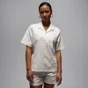 Jordan Rose Embroidered Cotton Camp Shirt In White