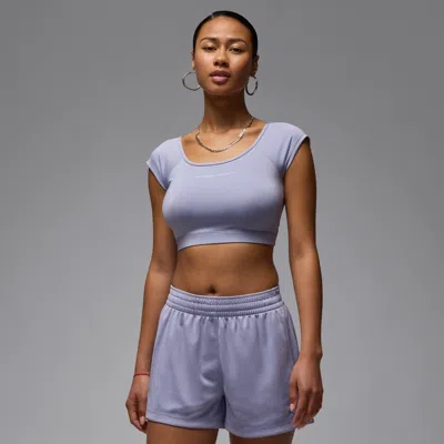 Jordan Dri-fit Performance Crop Top In Purple