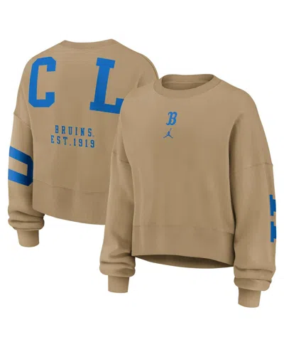 Jordan Women's Tan Ucla Bruins Oversized Phoenix 2-hit Pullover Sweatshirt In Brown