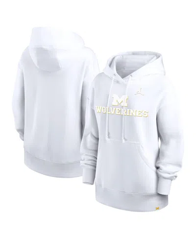 Jordan Women's White Michigan Wolverines Oversized Statement Phoenix Pullover Hoodie