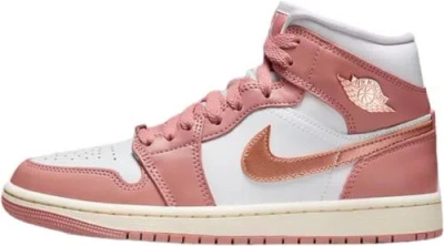 Pre-owned Jordan Womens Air 1 Mid Se Sneakers 11 In Red Stardust/metallic Copper
