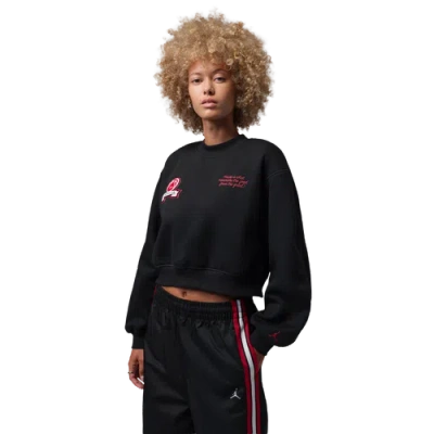 Jordan Womens Brooklyn Fleece Ft Crop Crew Gfx In Animal Print