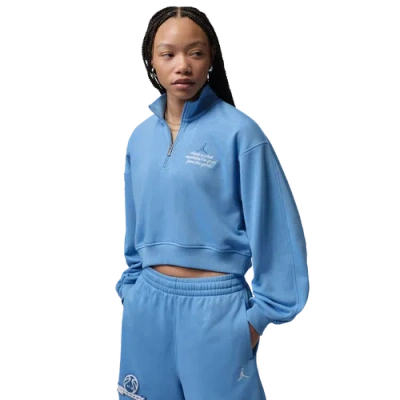 Jordan Womens Brooklyn Fleece Ft Qz Gfx Crop In Blue