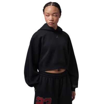 Jordan Womens Brooklyn Fleece Mc Ng 26 Crop Pullover Hoodie In Black