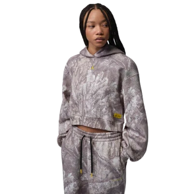 Jordan Womens Brooklyn Fleece Md Crop Po Rlt In Gray