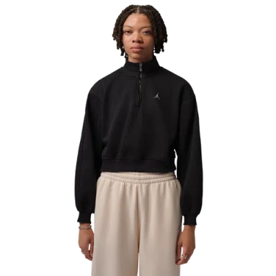 Jordan Womens Brooklyn Fleece Md Crop Qz Bb In Black