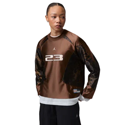Jordan Womens Brooklyn Long Sleeve Jersey Aop In Brown