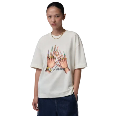 Jordan Womens Gfx Nail Short Sleeve T-shirt In Gray