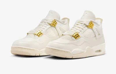Pre-owned Jordan Womens  Air  4 Retro White Metallic Gold Aq9129-170 Size 5w-12w