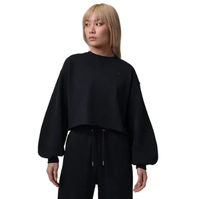 Jordan Oversize Fleece Crop Sweatshirt In Black