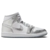 Jordan Air  1 Mid Se "metallic Silver" Sneakers In White/silver