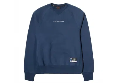 Pre-owned Jordan X Fragment Crewneck Sweatshirt In Navy Blue/sport Royal/white