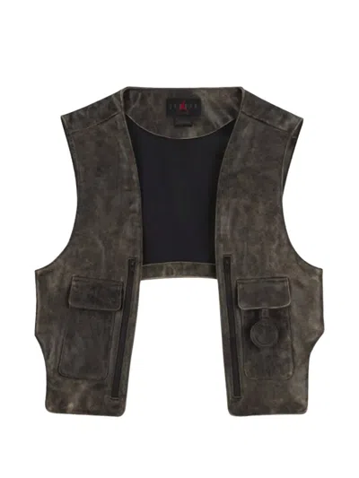 Jordan X J Balvin Leather Vest In Brown
