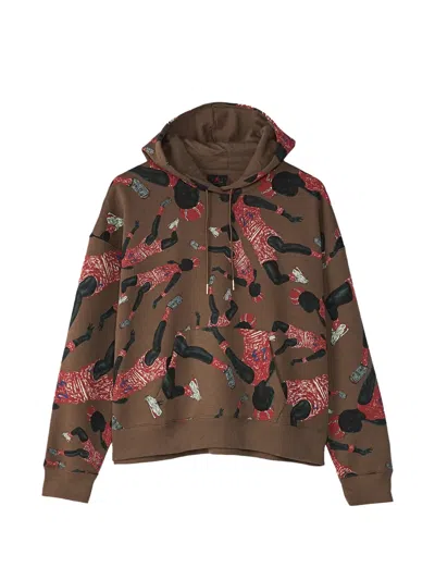 Jordan X Parker Duncan Printed Hoodie In Brown
