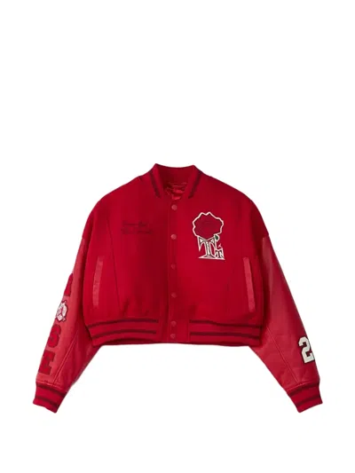 Jordan X Teyana Taylor Rose-patch Bomber Jacket In Red