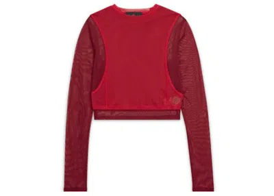 Pre-owned Jordan X Teyana Taylor Women's Longsleeve Mesh Top In Gym Red/team Red