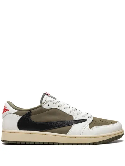 Jordan X Travis Scott Air  1 Low Og "medium Olive" Sneakers In Neutrals