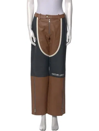 Pre-owned Jordan X Travis Scott Leather Wide Leg Pants In Neutral